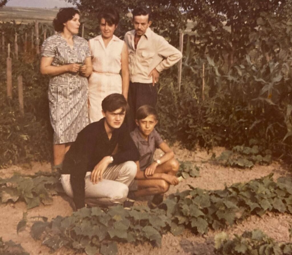 Strong and selfless: The story of my Mama My Mom and her parents, brother, and friend in their garden.